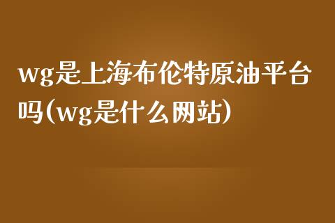 wg是上海布伦特原油平台吗(wg是什么网站)_https://www.hfzcyjhs.com_期货直播间_第1张