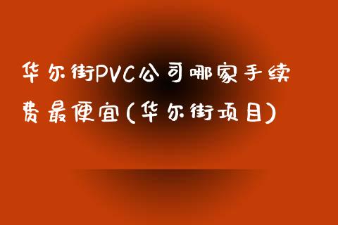 华尔街PVC公司哪家手续费最便宜(华尔街项目)_https://www.hfzcyjhs.com_期货直播间_第1张