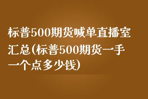 标普500期货喊单直播室汇总(标普500期货一手一个点多少钱)_https://www.hfzcyjhs.com_黄金期货直播间_第1张