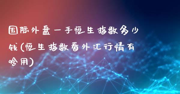 国际外盘一手恒生指数多少钱(恒生指数看外汇行情有啥用)_https://www.hfzcyjhs.com_期货直播间_第1张