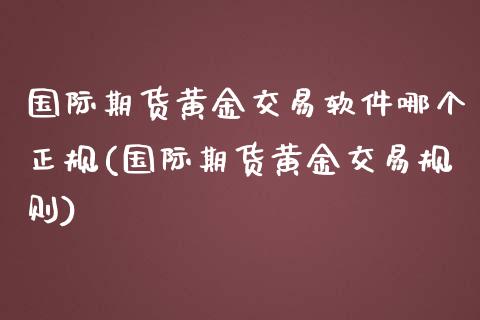 国际期货黄金交易软件哪个正规(国际期货黄金交易规则)_https://www.hfzcyjhs.com_恒指期货直播间_第1张