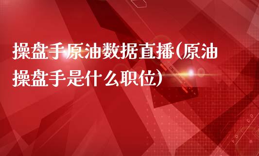 操盘手原油数据直播(原油操盘手是什么职位)_https://www.hfzcyjhs.com_恒指期货直播间_第1张