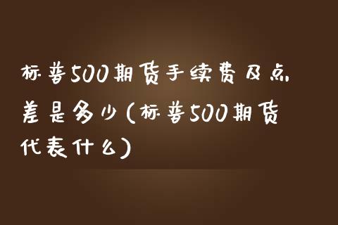 标普500期货手续费及点差是多少(标普500期货代表什么)_https://www.hfzcyjhs.com_EIA直播间_第1张